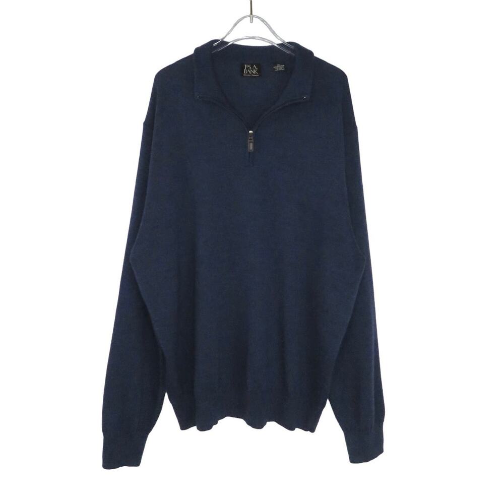 Jos. A. Bank Merino Wool Quarter Zip Sweater Navy Blue Extra Large XL - Picture 2 of 7